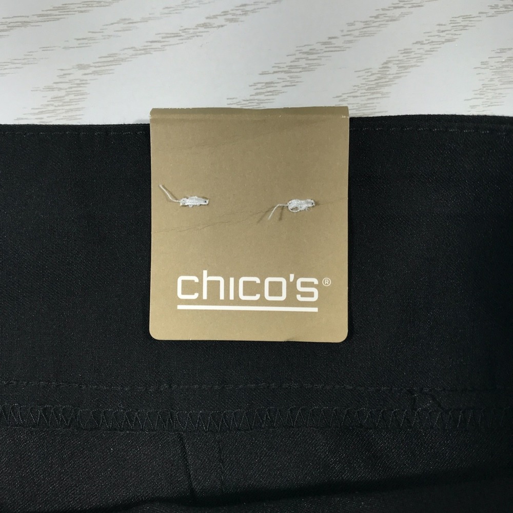 Chico's Perfect Stretch Slim Ankle Pants Women 10 Black Pull On High Rise New - Picture 12 of 16